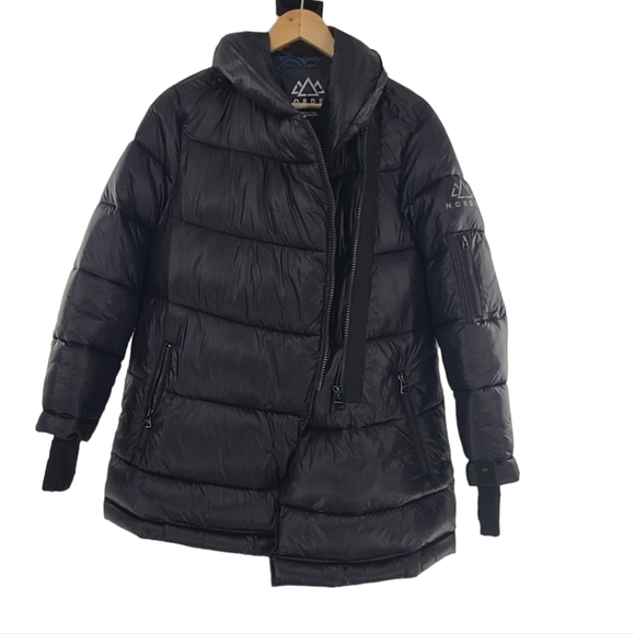 Norden Vegan Black Puffer Parka Coat Jacket Size‎ Small - Picture 12 of 12